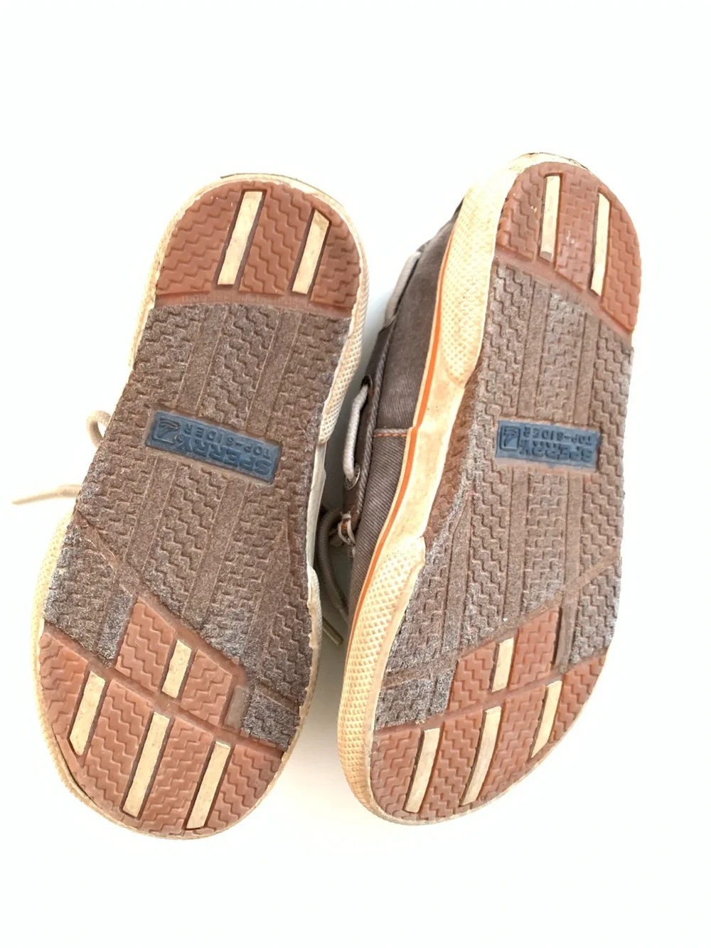 Sperry Kids Brown Canvas Moccasin Boat Shoes with Cream Laces 10.5